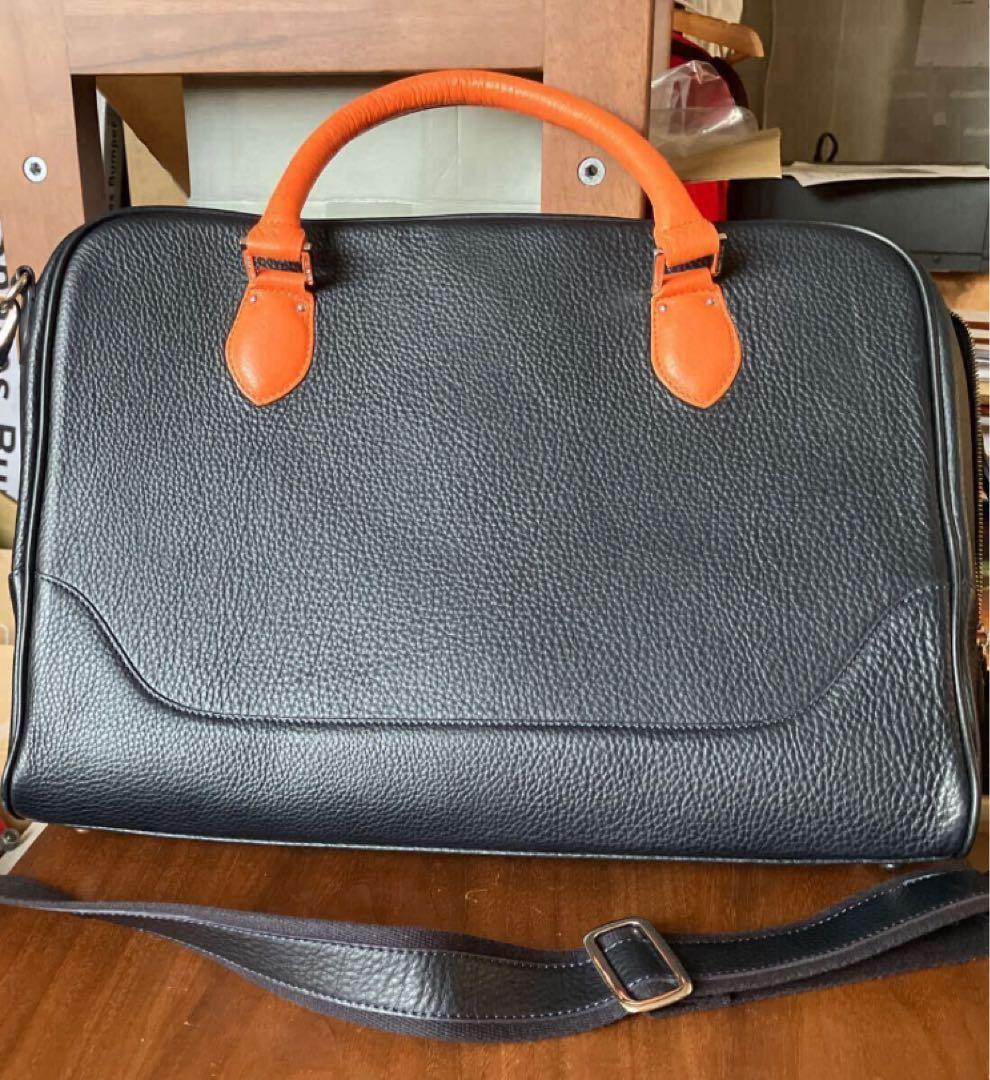 PELLE MORBIDA ビジネスバッグ ネイビー/オレンジ