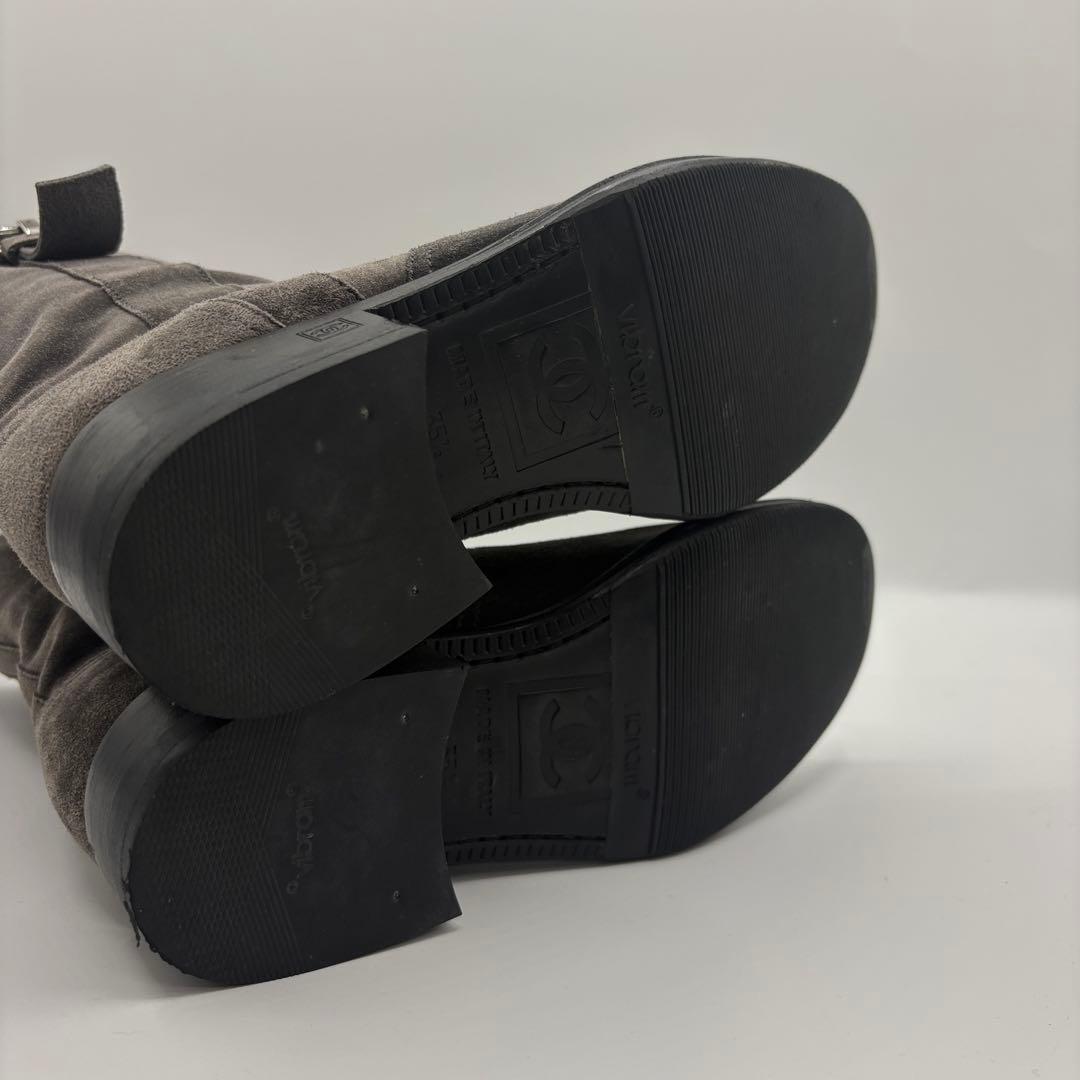 CHANEL シャネル スエード ミドルブーツ グレー 35.5（23cm）