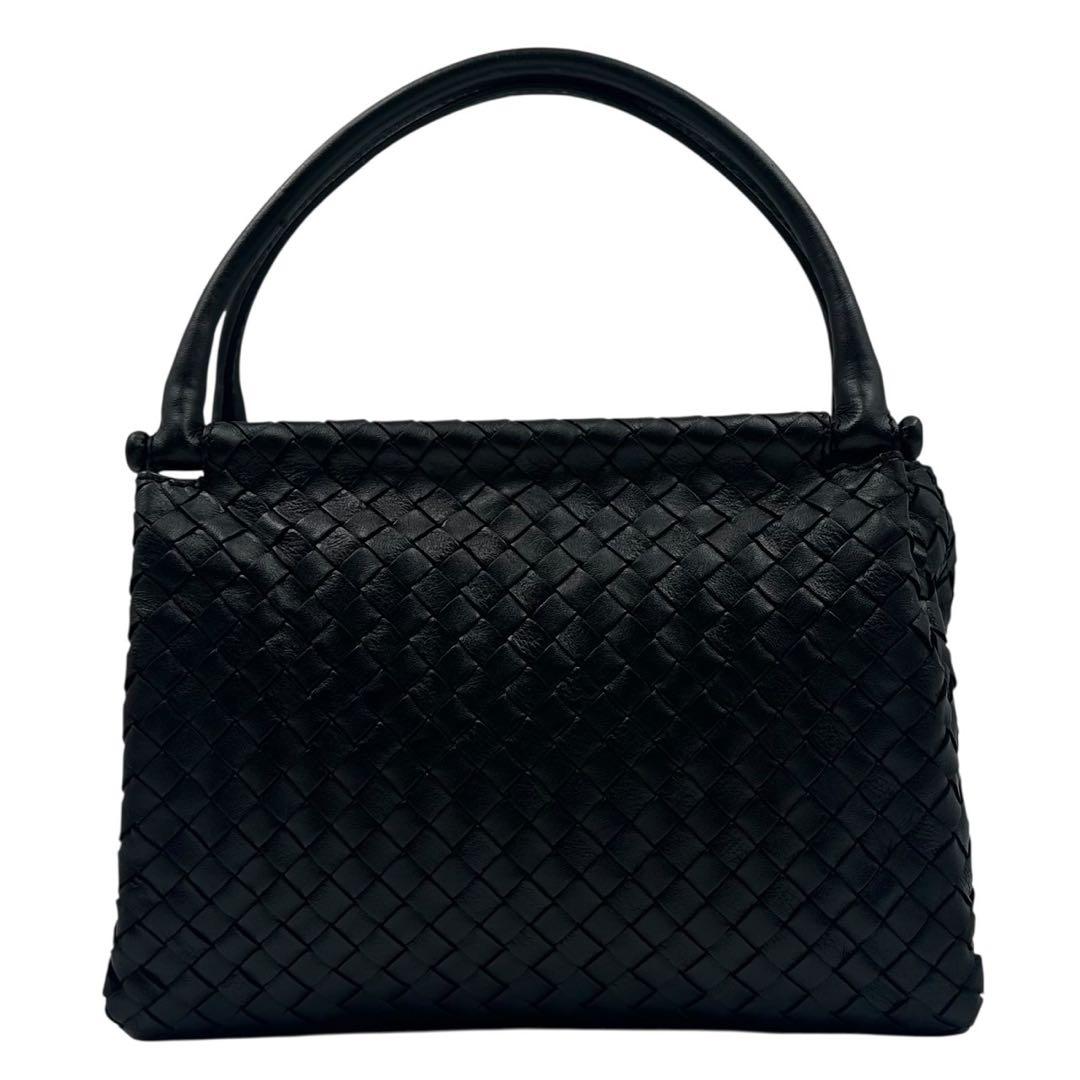 【良品】BOTTEGA VENETA ハンドバッグ イントレチャート レザー 黒