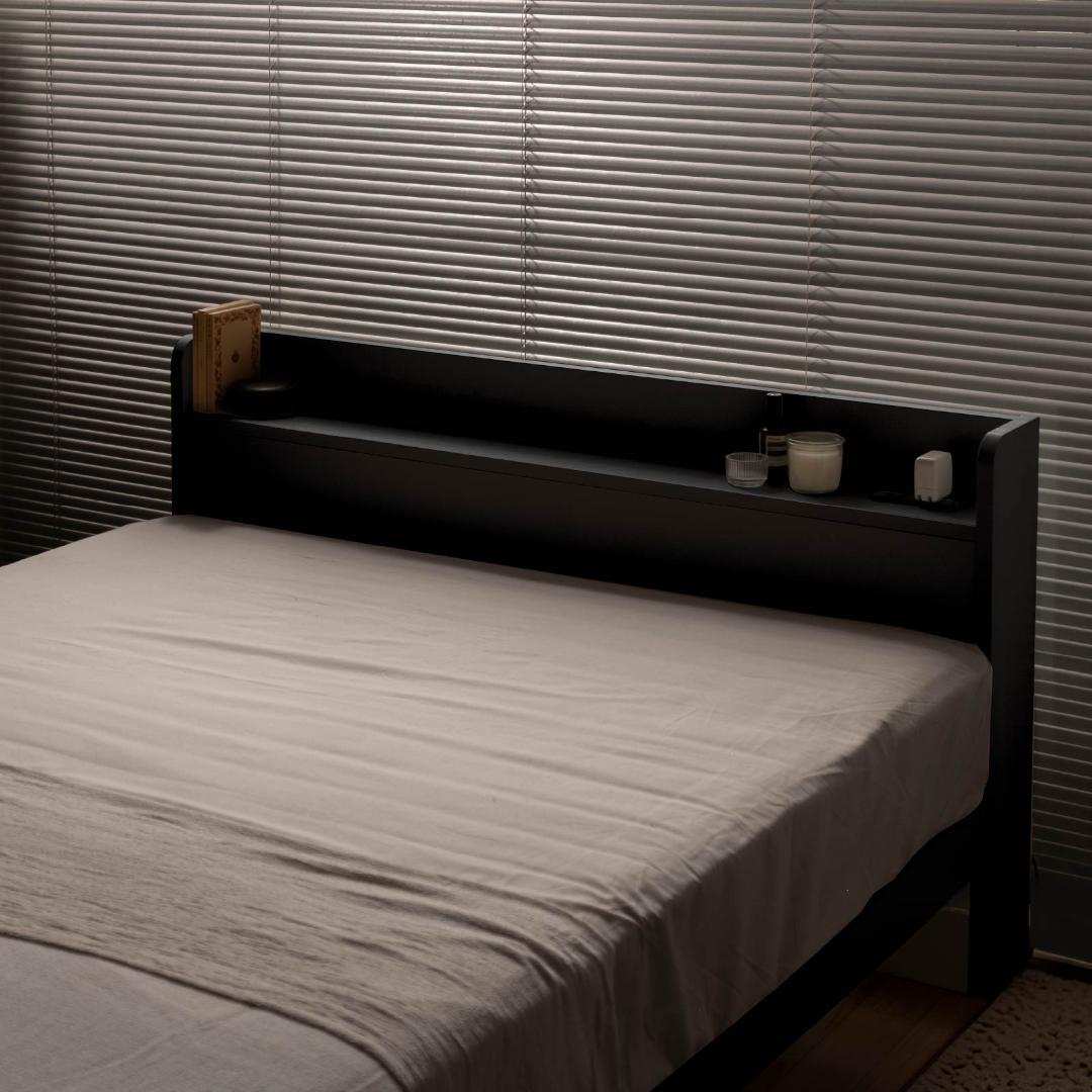 シングル ベッドフレー ム 単品 収納 ヘッド コンセント 新品送料込 MEDI