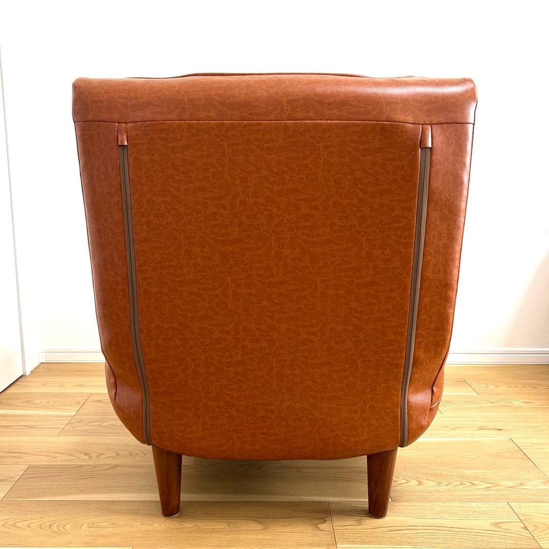 1人掛け リクライニング ハイバックソファ キャメル ヴィンテージスタイル