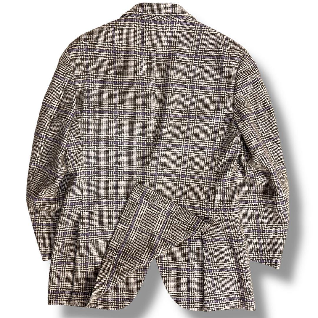 J7398 超美品 カンタレリ グレンチェック柄カシミヤ100％ジャケット 46