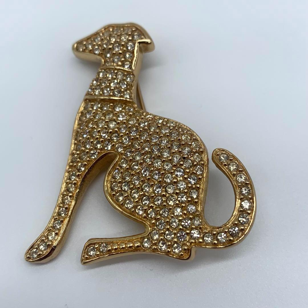 未使用級美品 超希少 クリスチャンディオール 犬 ブローチ ラインストーン