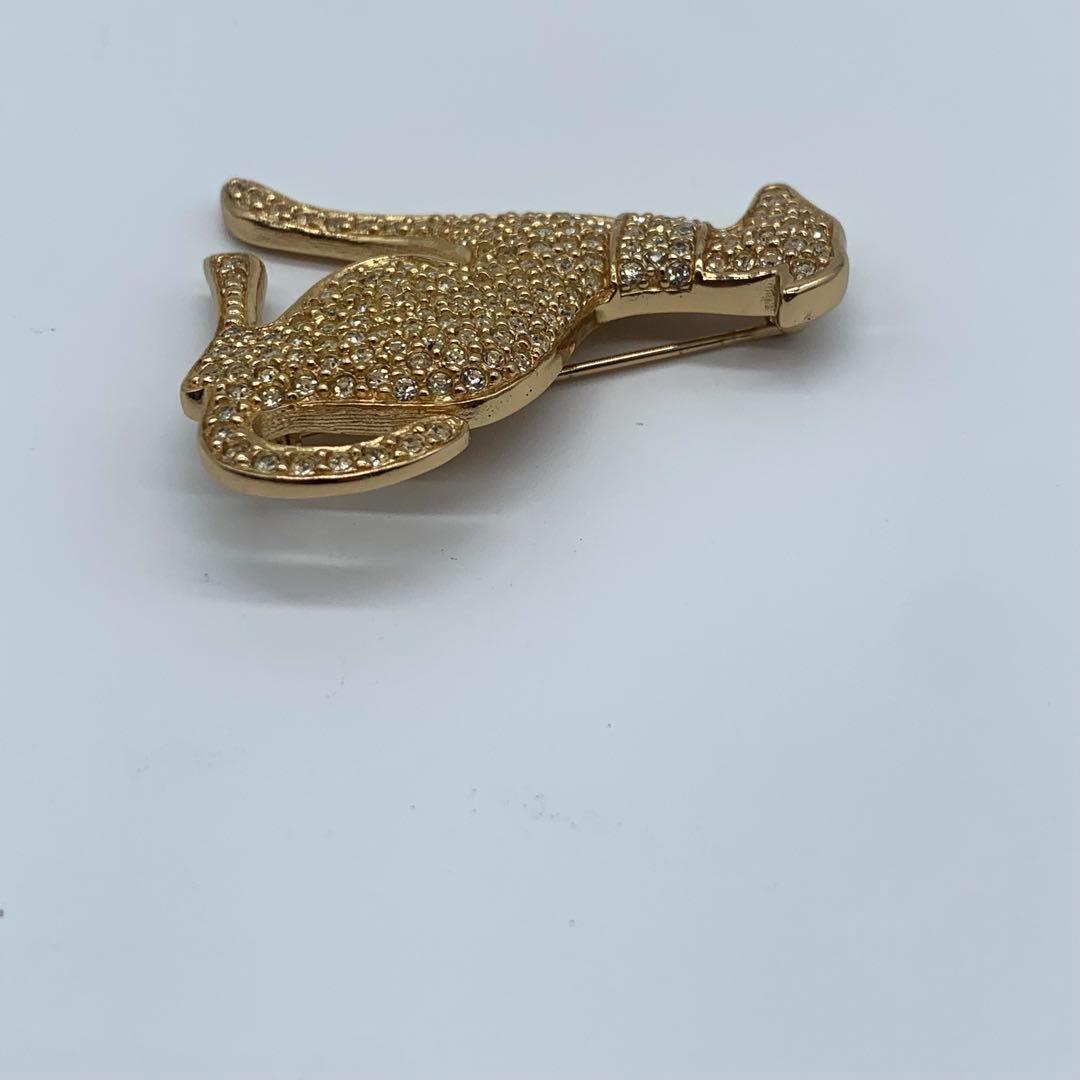 未使用級美品 超希少 クリスチャンディオール 犬 ブローチ ラインストーン