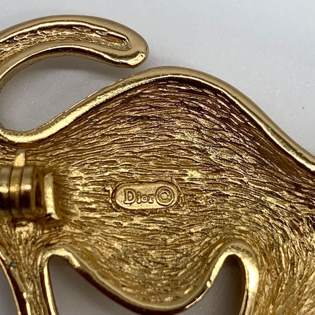 未使用級美品 超希少 クリスチャンディオール 犬 ブローチ ラインストーン