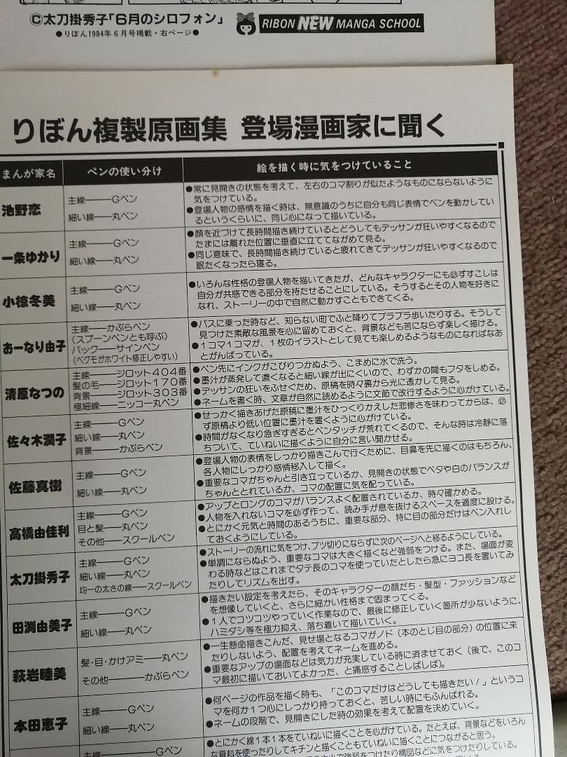 Ｗ最終値下げ‼️高級品‼️希少品‼️りぼん複製原画集　全14枚‼️