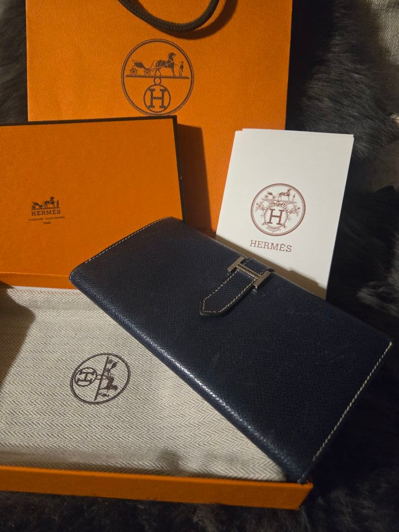 【付属品完備】エルメス ベアンクラシック ブルーインディゴ R刻印 高島屋