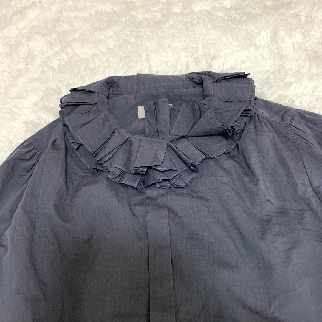 マーガレットハウエル フリル襟シャツ ブラウス グレー サイズ3