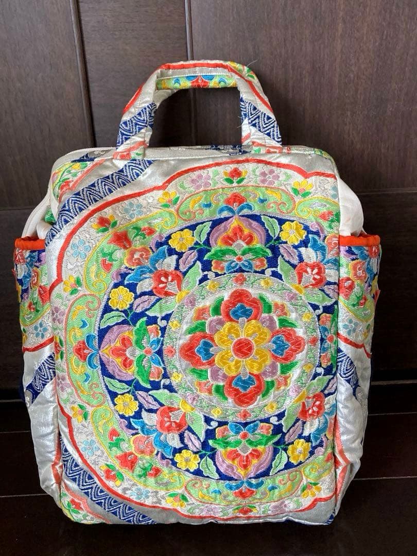 フォロー500円引　オーダーリュック　豪華日本帯リメイク　銀織　二重縫い