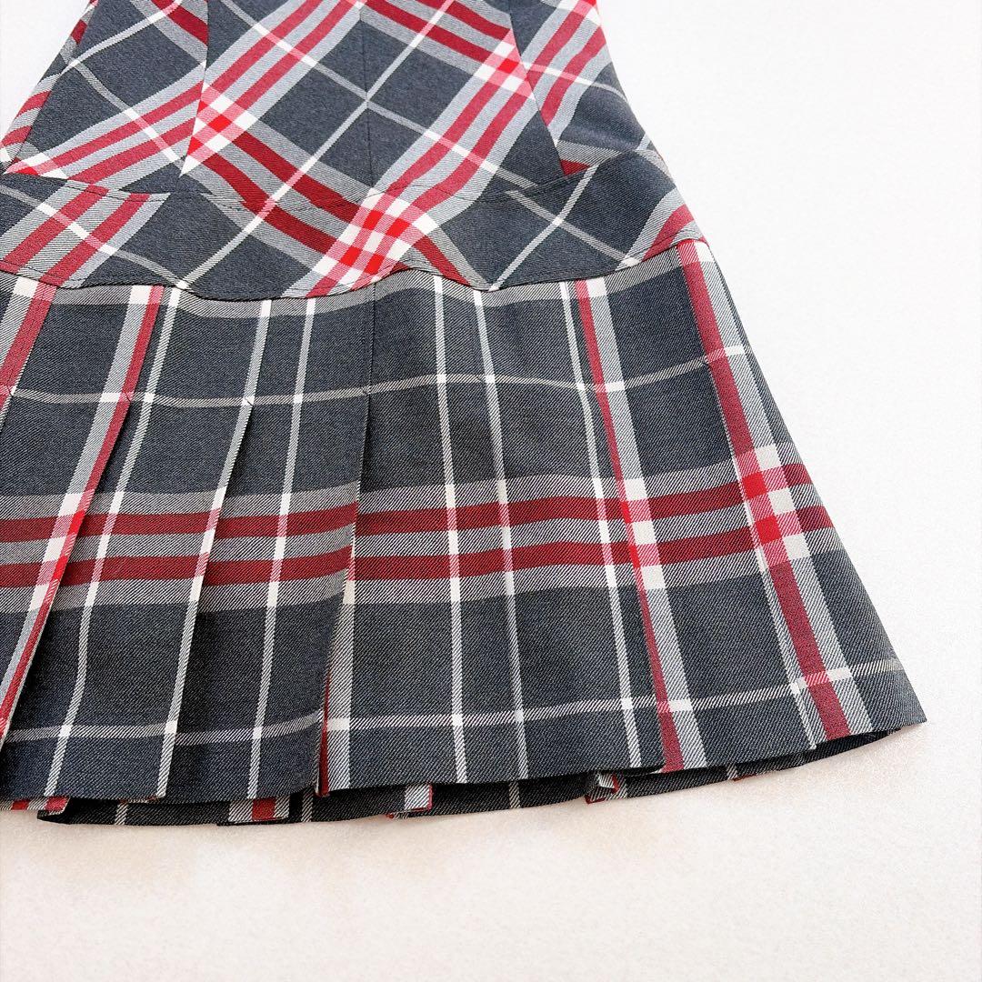 バーバリー　ワンピース　チェック柄　牛革ベルト　プリーツスカート　半袖