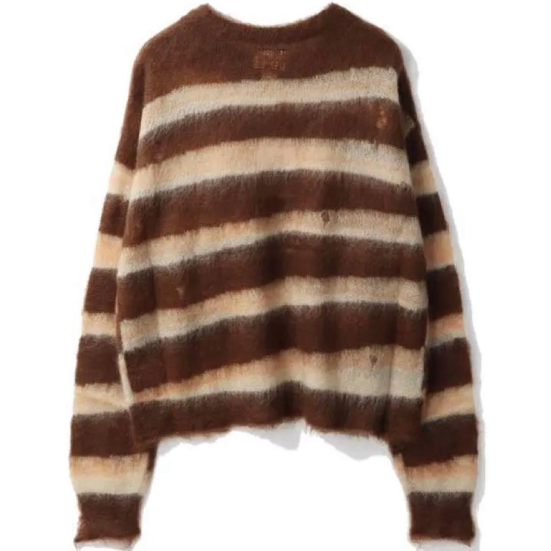 トップス KAMIYA Distressed Border Mohair Sweater