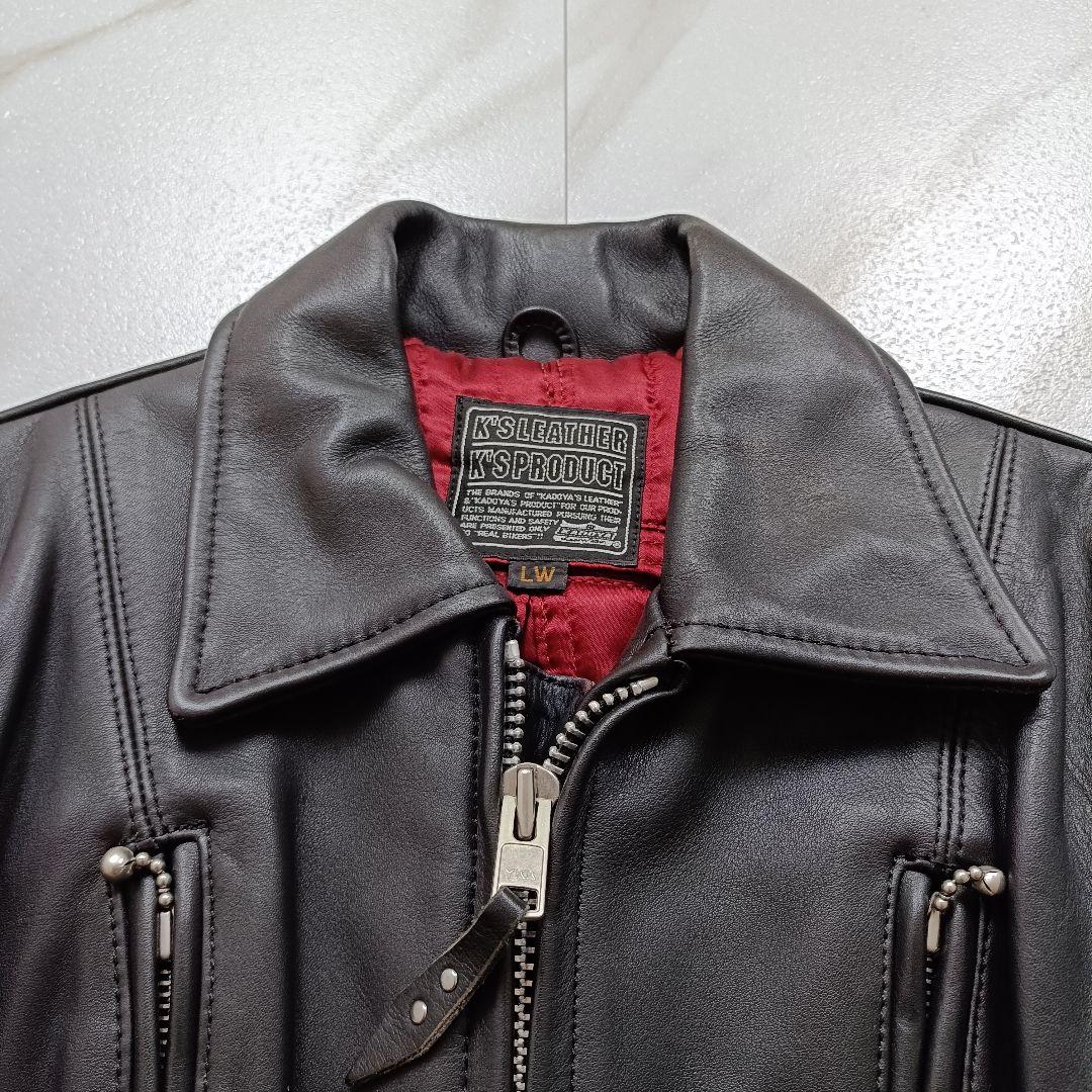 美品✨️KADOYA ベルテッド シングル ライダース ジャケット 牛革 黒