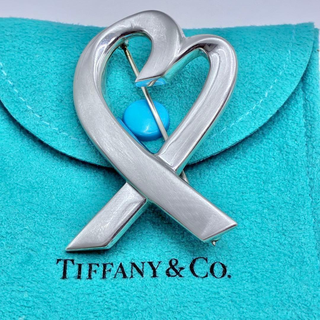 【保存袋付き】ティファニー　ラビングハート　ブローチ　ラージサイズ　925　美品