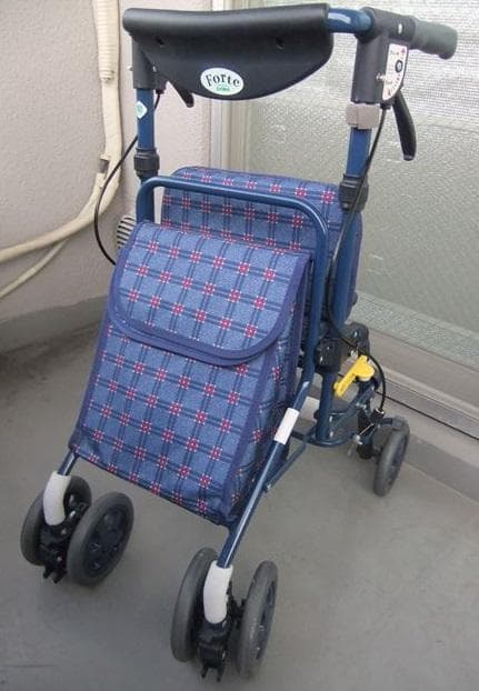 島製作所 フォルテ シルバーカー　二筋格子ブルー