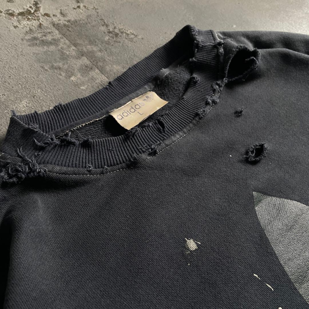 90's 銀タグ“adidas”後染“短丈”grange boro sweat