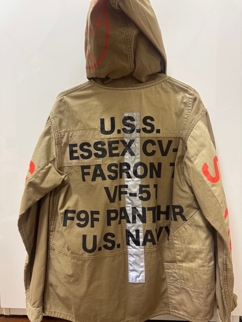 AVIREX ミリタリージャケット M US NAVY ワッペン 背面ロゴ 希少