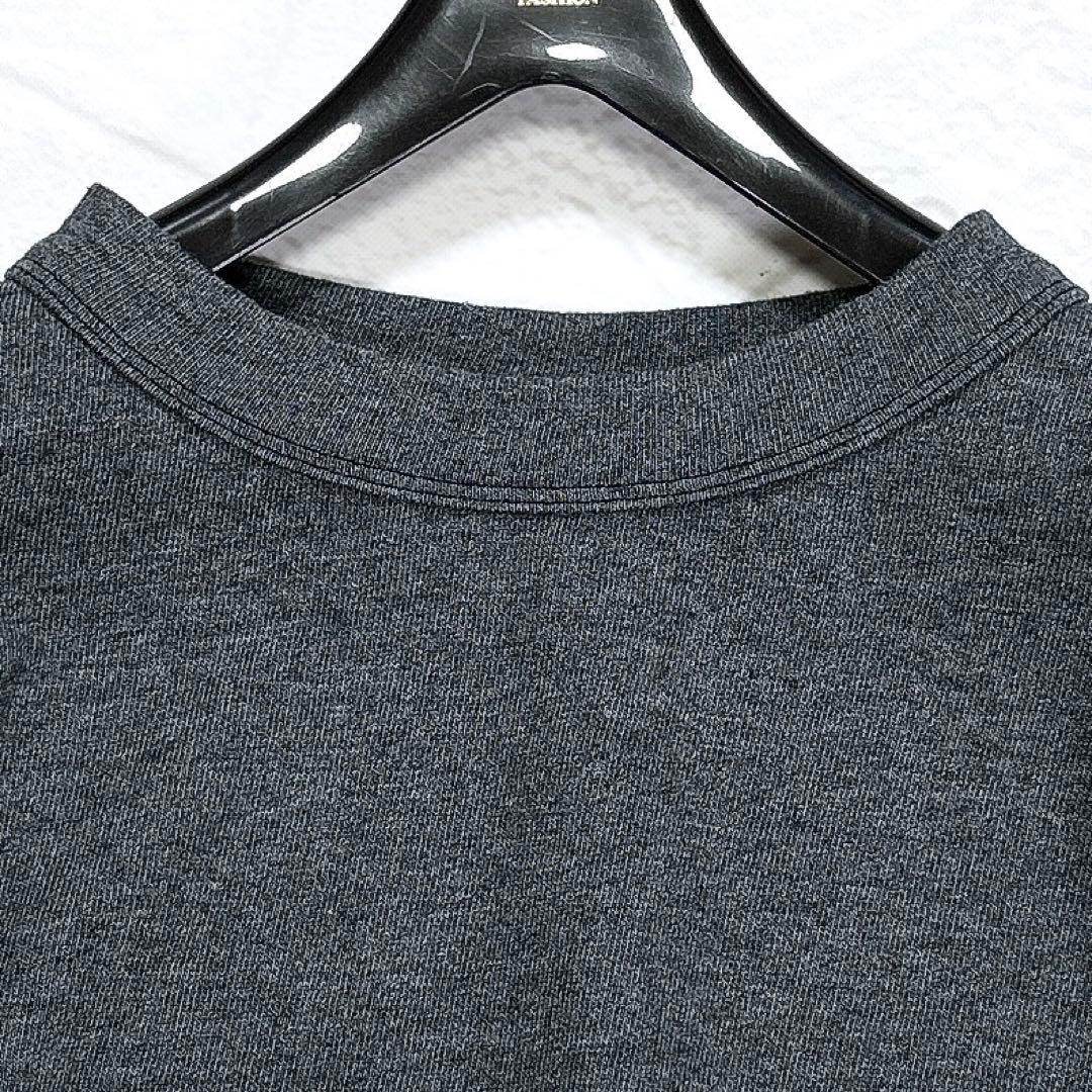 ✨美品✨45R　厚天竺のチュニック　R刺繍　コットン混　日本製　F　グレー