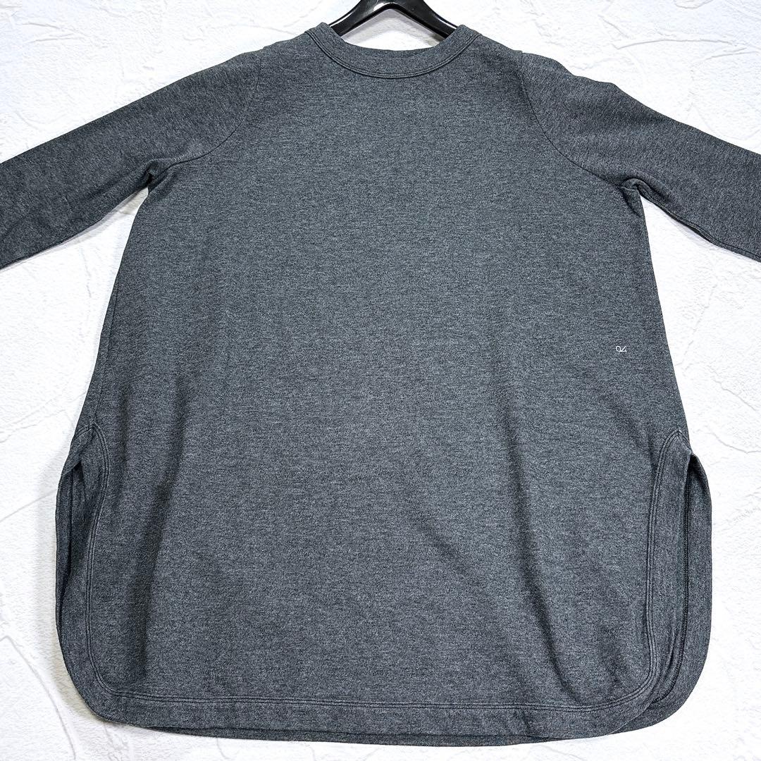 ✨美品✨45R　厚天竺のチュニック　R刺繍　コットン混　日本製　F　グレー