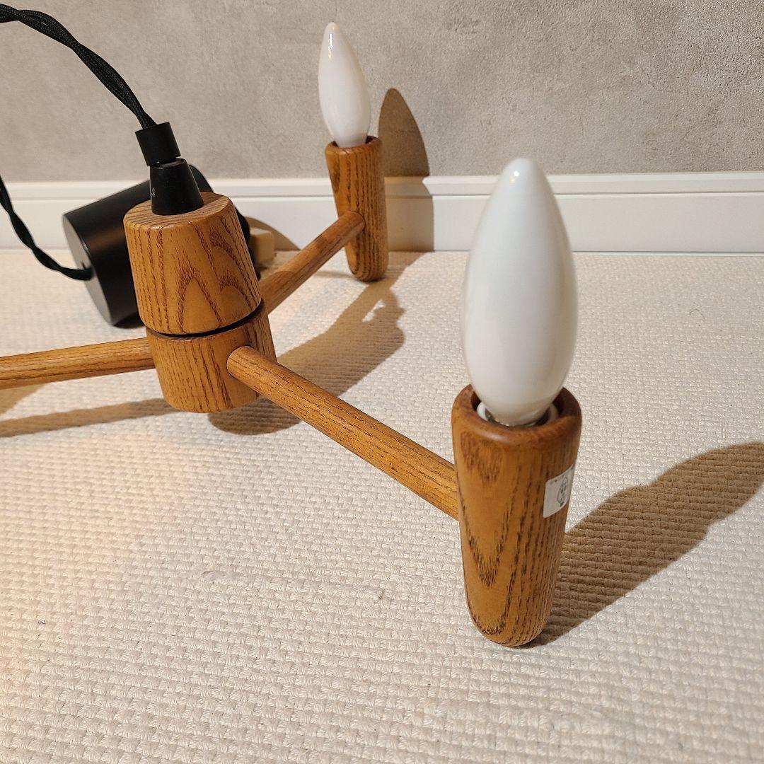 モモナチュラル　ペンダントライト　木製シャンデリア型　照明　タモ材