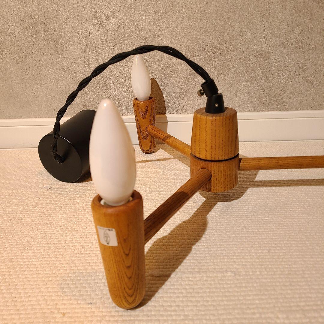 モモナチュラル　ペンダントライト　木製シャンデリア型　照明　タモ材