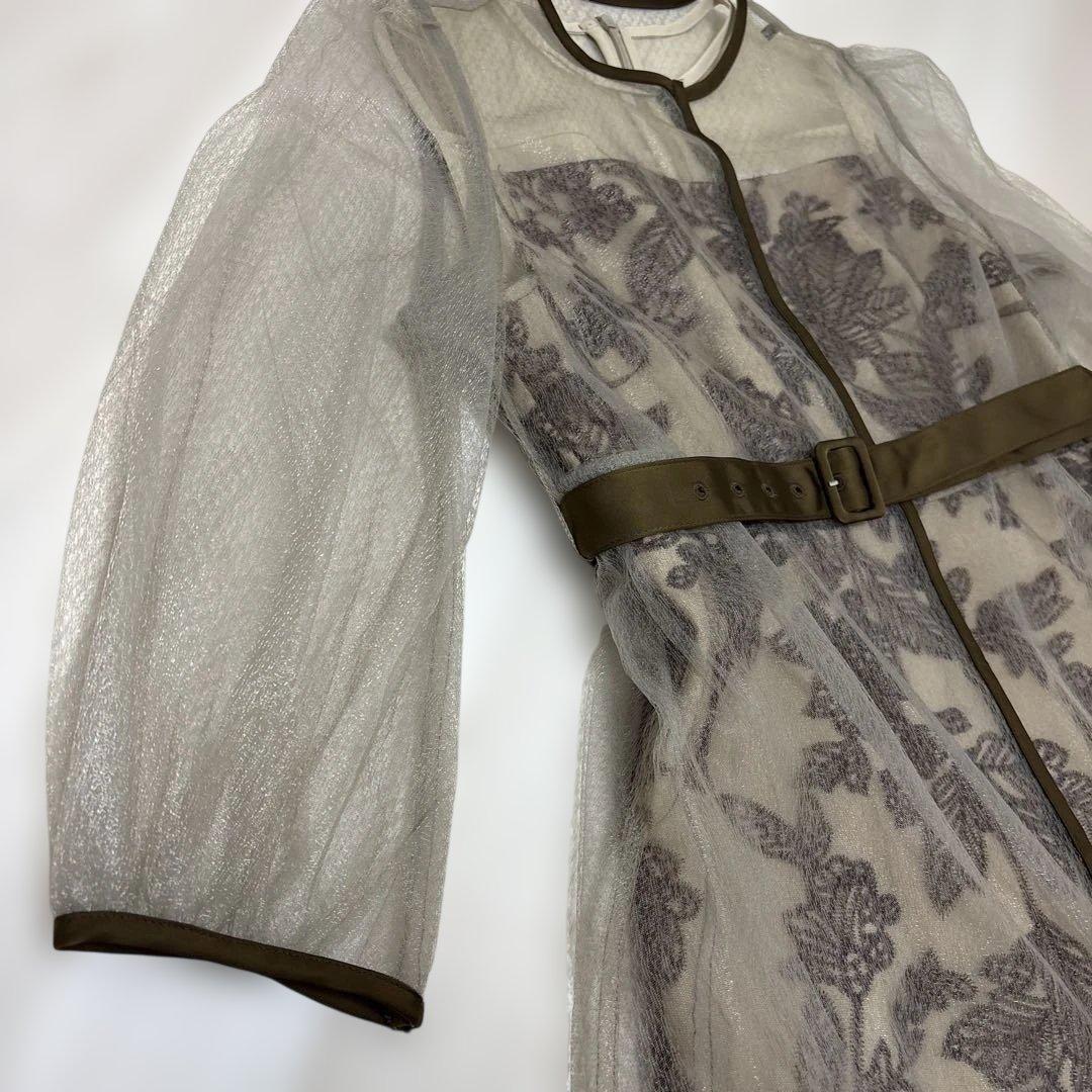 ほぼ新品❤️ Leja チュールパイピングリーフベルト付きAラインワンピース S