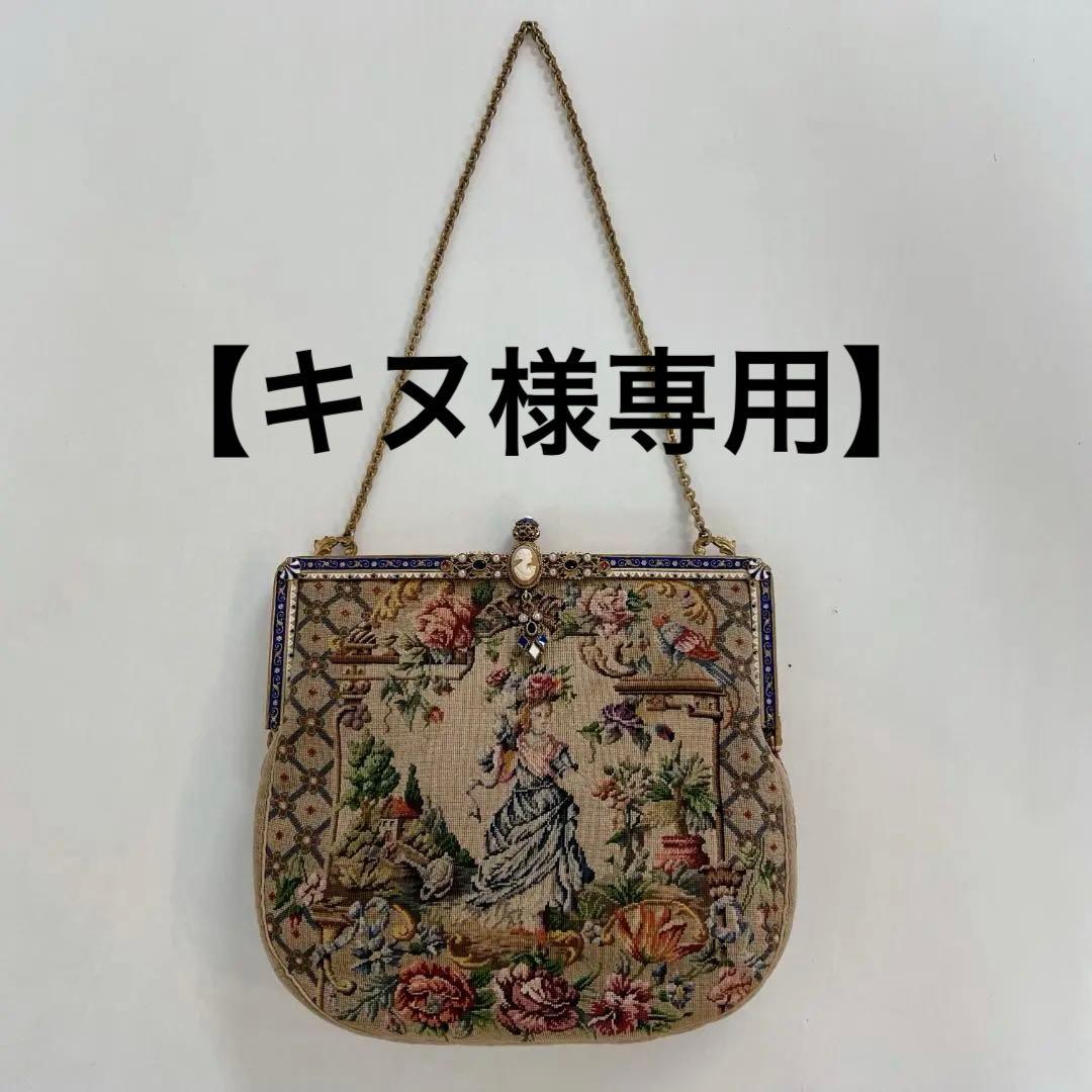 プチポワン刺繍　パーティーバッグ