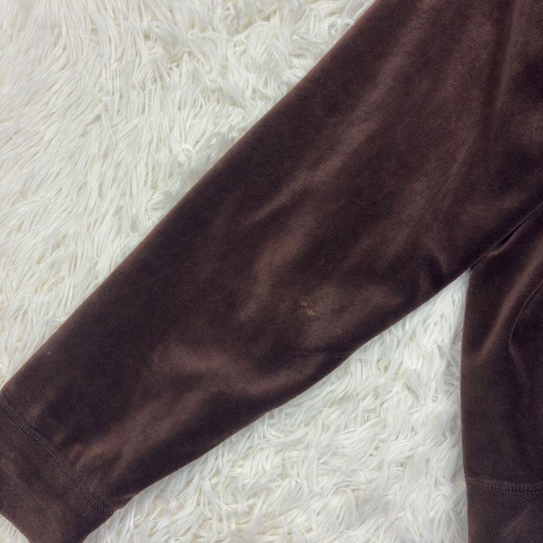 バーバリーロンドン　ベロア　ジップアップパーカー　ノバチェック　XL　ブラウン