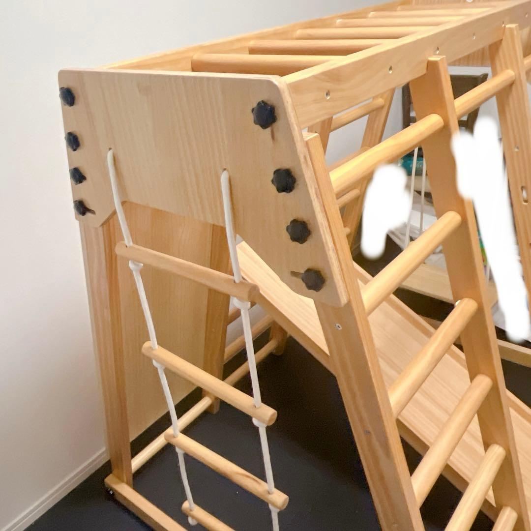 あいジャングルジム 天然木ブランコすべり台折りたたみ室内遊具ベビー 幼児