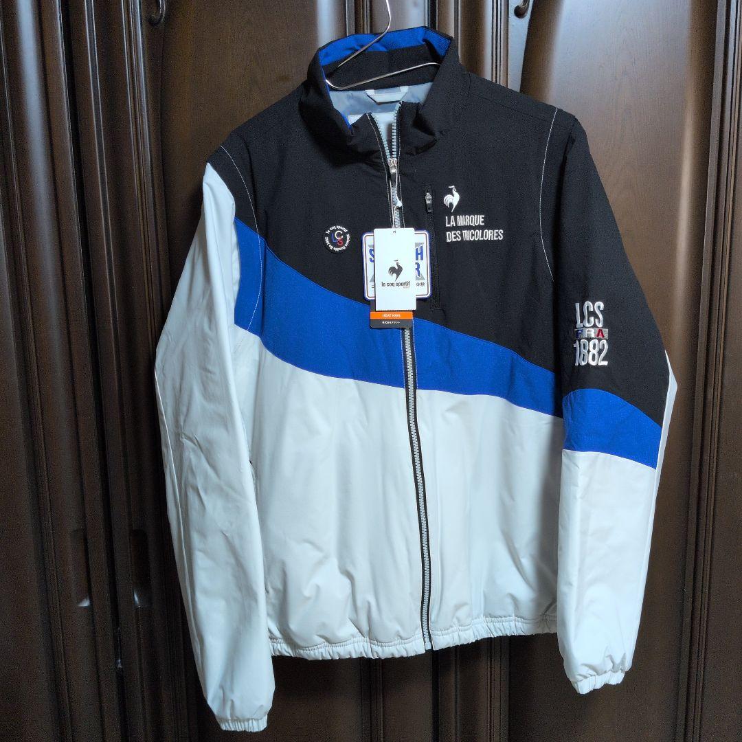 ルコックゴルフ:メンズ:Lサイズ:中綿2WAYブルゾン:　ゴルフウェア:白/青