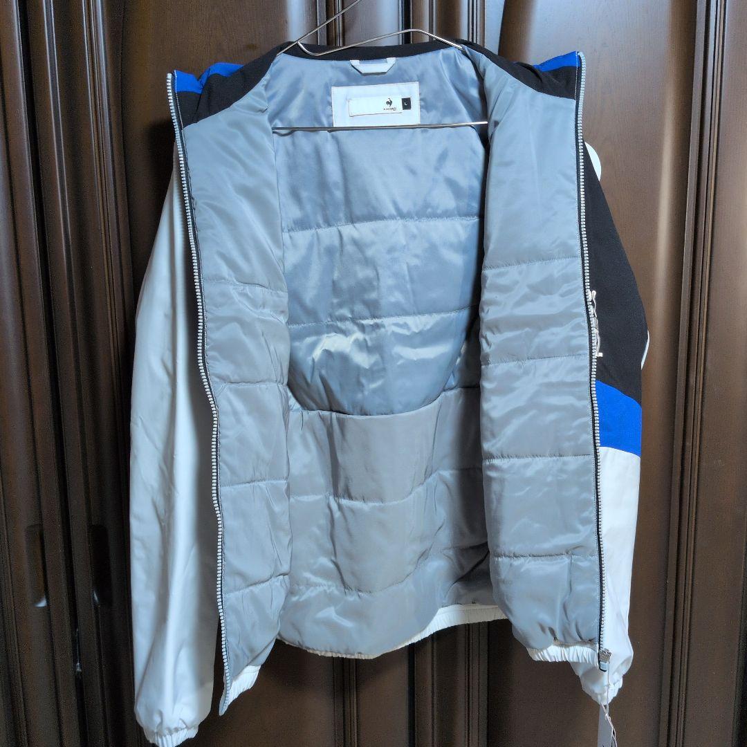 ルコックゴルフ:メンズ:Lサイズ:中綿2WAYブルゾン:　ゴルフウェア:白/青