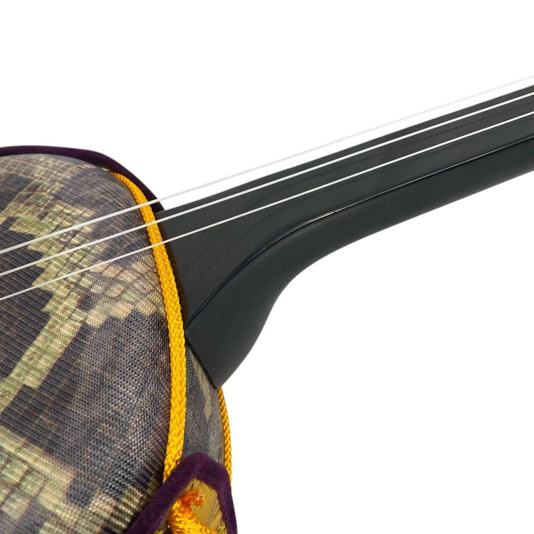 【美品】沖縄三線 三味線 人工革 合皮 ヘビ柄　ハードケース付 民族楽器 弦楽器