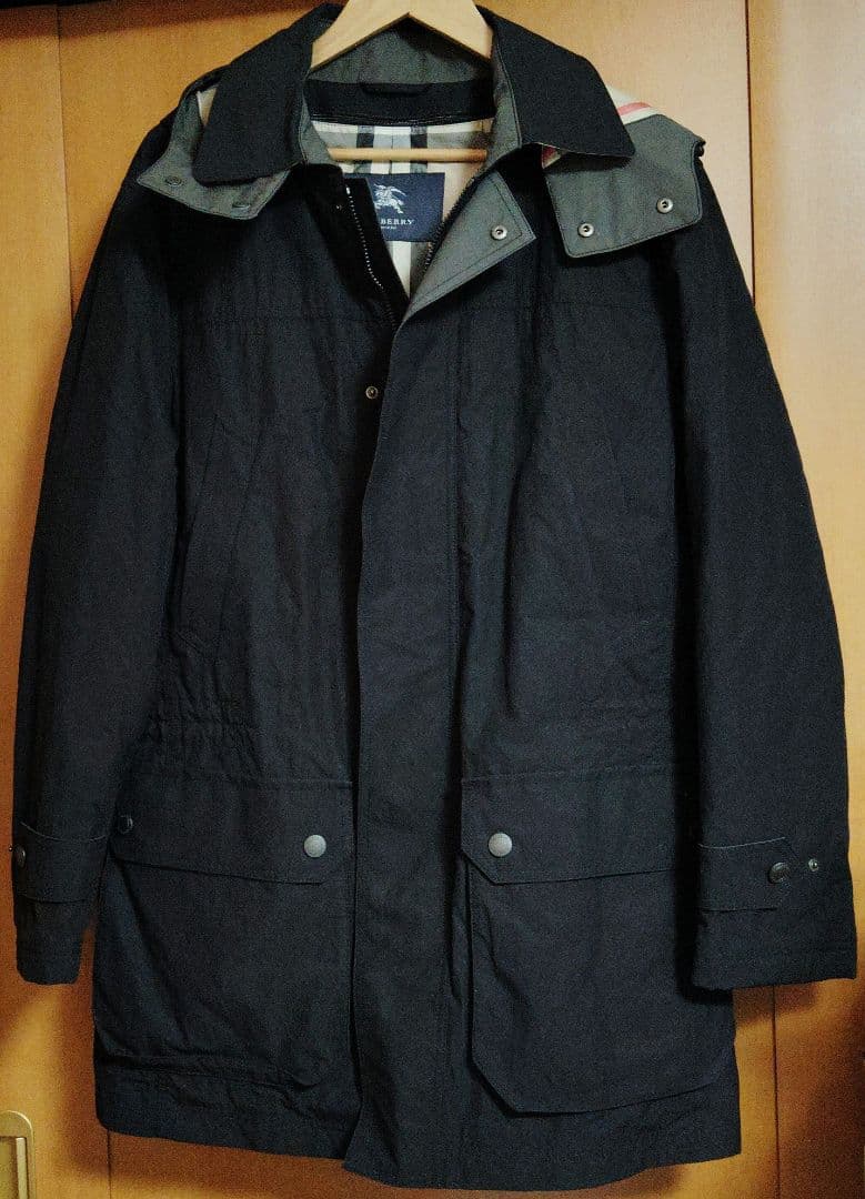バーバリーロンドン モッズコート 新品 ダウンライナー付 フード メンズLL 黒