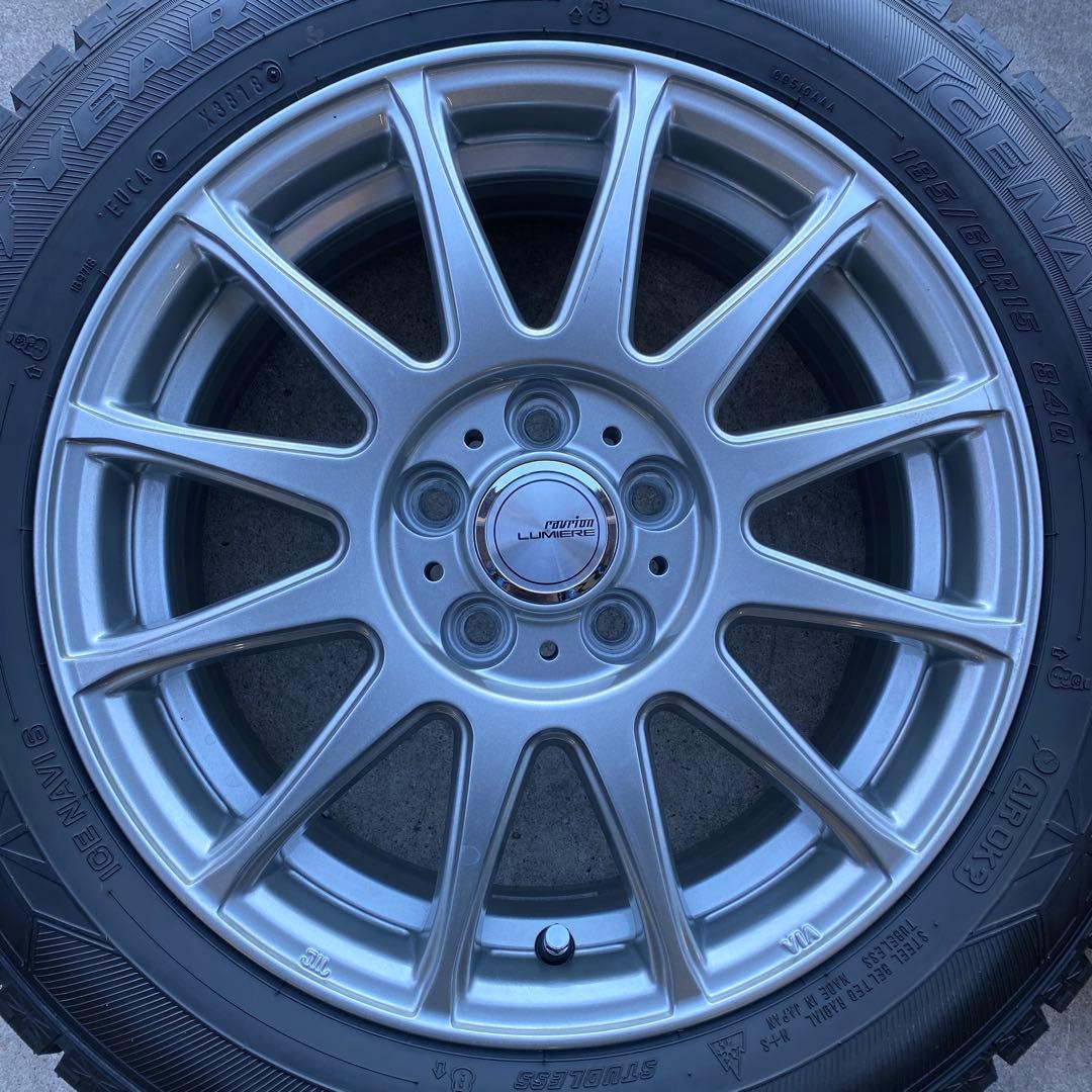 中古バリ溝グッドイヤースタッドレスセット185/60R15旧型シエンタ　送料無料