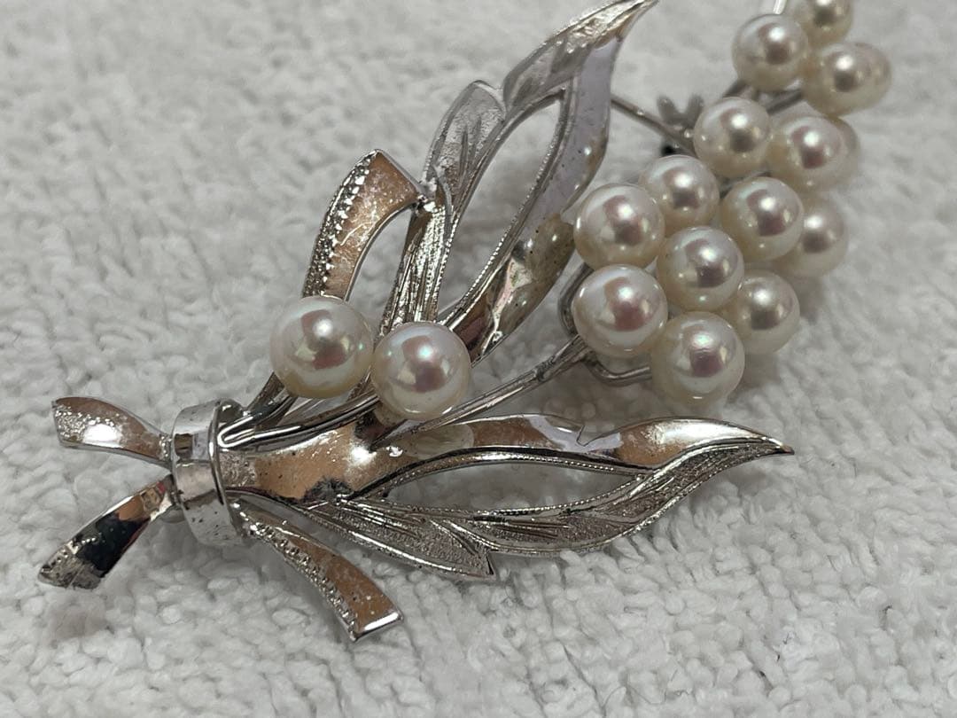 【美品】本真珠 伊勢志摩 アコヤ パールブローチ 18P 4.5mm〜6.0mm