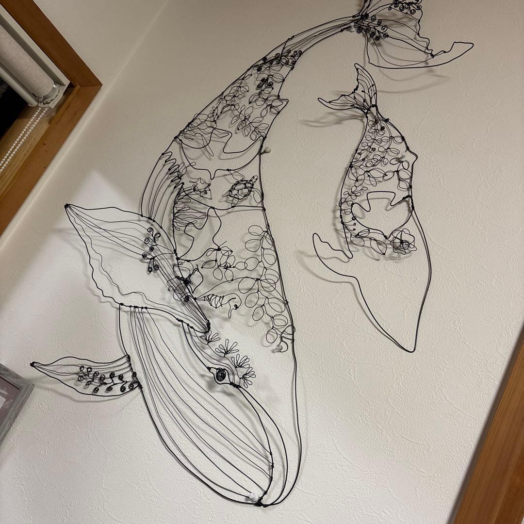 ワイヤーアート クジラ 壁掛け 大　ハンドメイド