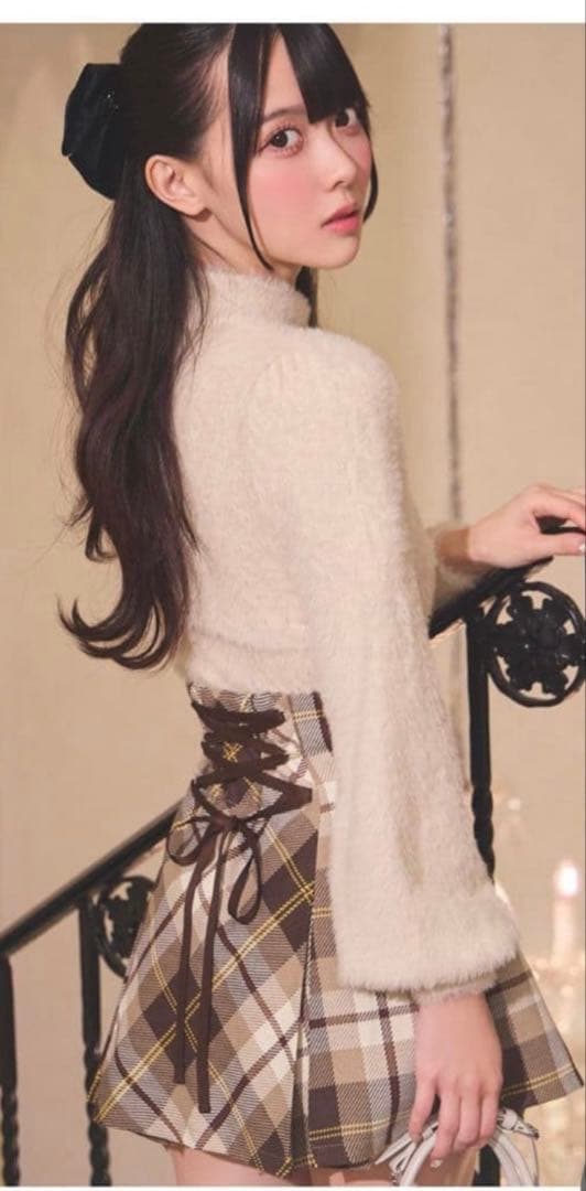 美品 ミシェルマカロン フレアチェックスカート　フリーサイズ