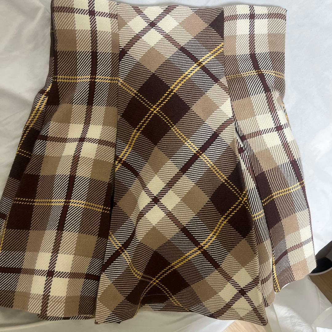 美品 ミシェルマカロン フレアチェックスカート　フリーサイズ