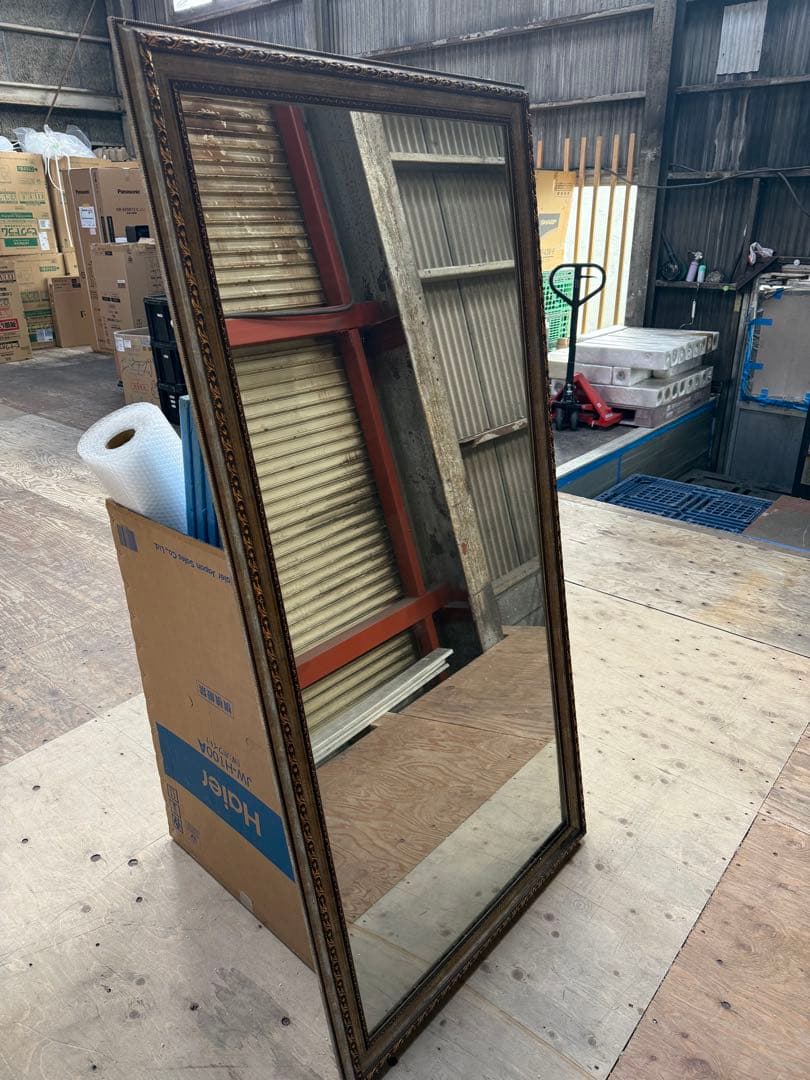 大型木製スタンドミラー