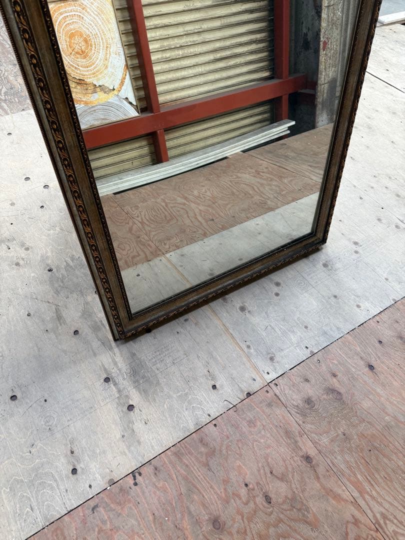 大型木製スタンドミラー