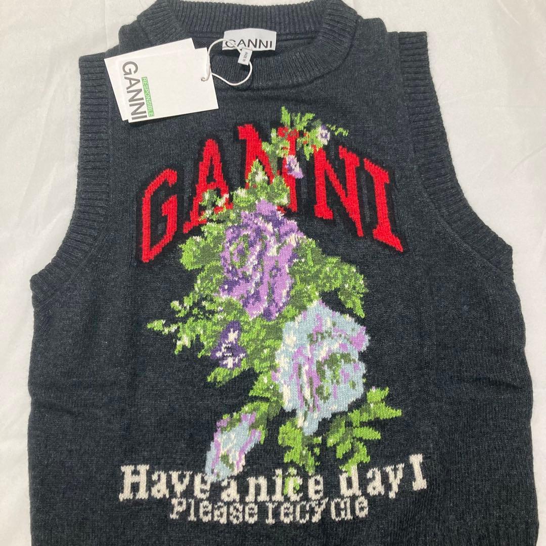 GANNI 花柄刺繍 ニットベスト