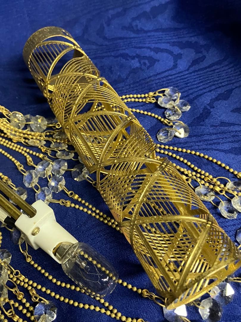 ゆ*よ様 エレガントなゴールドシャンデリア　昭和レトロ　２個セット　配線ぶつ切り