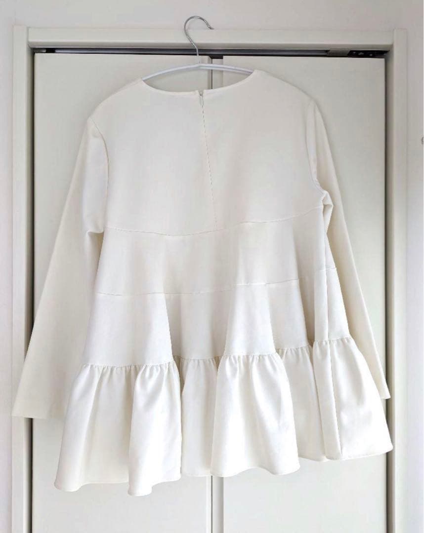 yori　ティアードストレッチブラウス　ホワイト