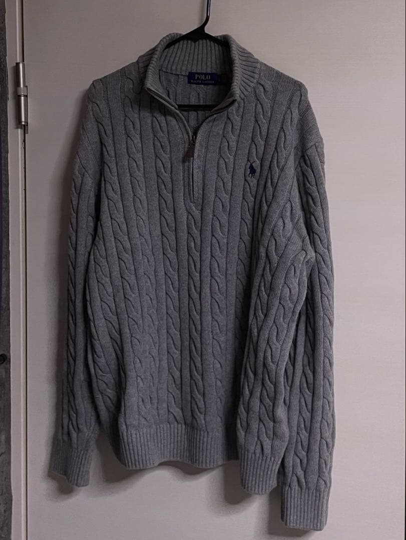 ほぼ未使用 POLO ラルフローレン メンズ ハーフジップ グレー L