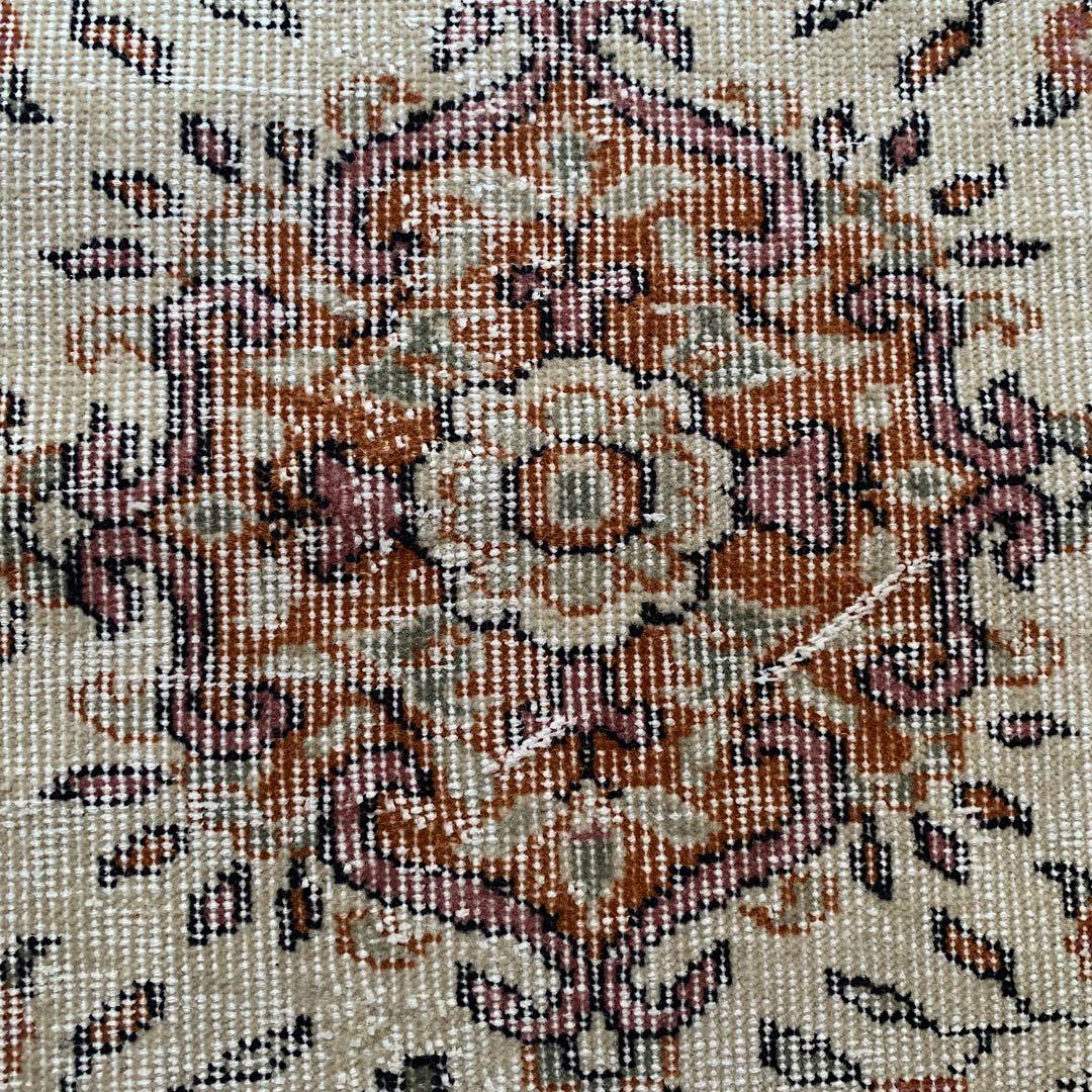 ペールオレンジ200×97 フラワーメダリオン　トルコヴィンテージラグ