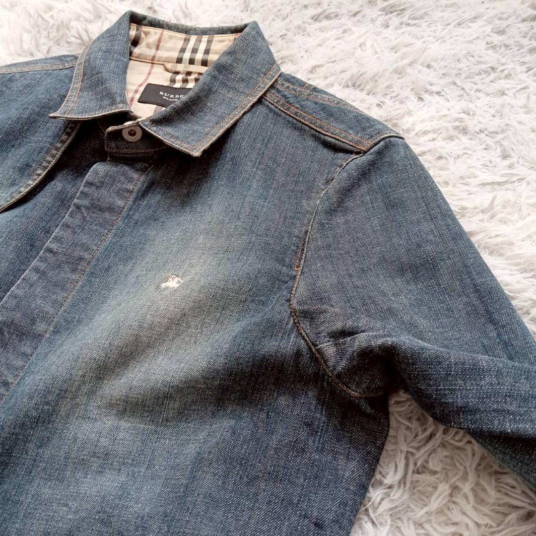 バーバリー ブラックレーベル デニムジャケット ノバチェック Mサイズ