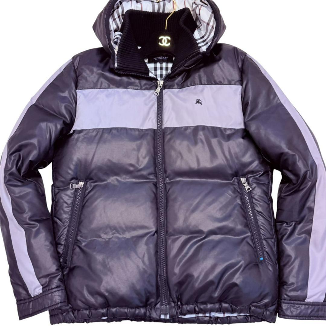 バーバリーブラックレーベル ダウンジャケット 大きいサイズ L ホースロゴ刺繍