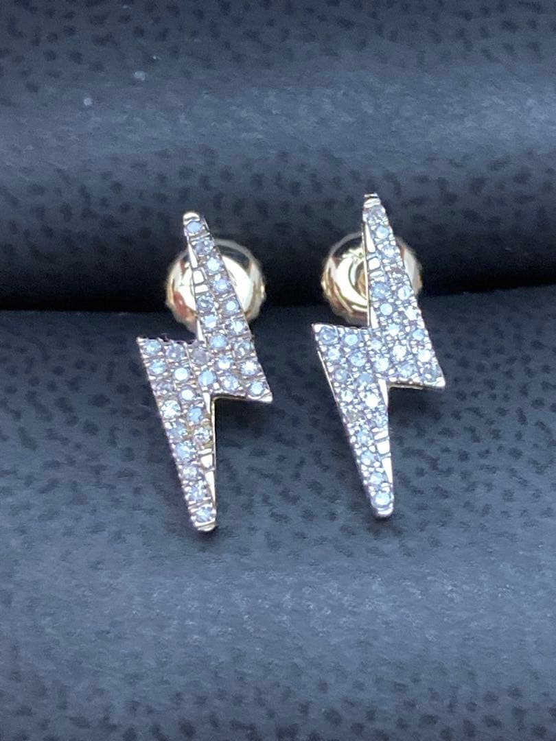 avalanche 10k yg 天然ダイヤモンド ピアス サンダー アバランチ