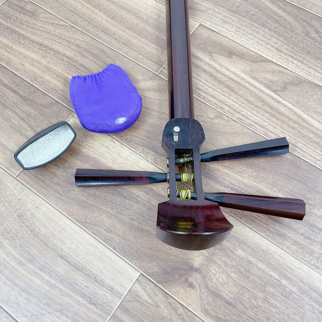 三味線 中棹 金細 綾杉胴 トチ紅木 一本溝 和楽器