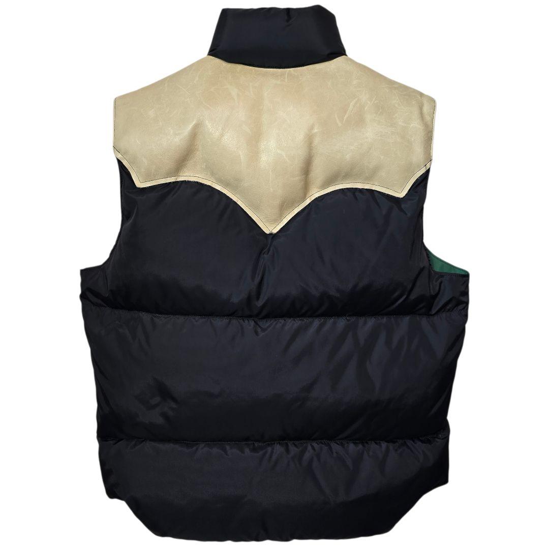 ロッキーマウンテンフェザーベッド ウエアハウス ダウンベスト 馬革 黒×緑 38