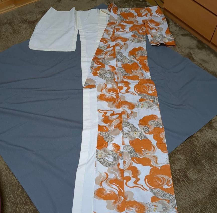 撫松庵　片身替わり　浴衣　龍